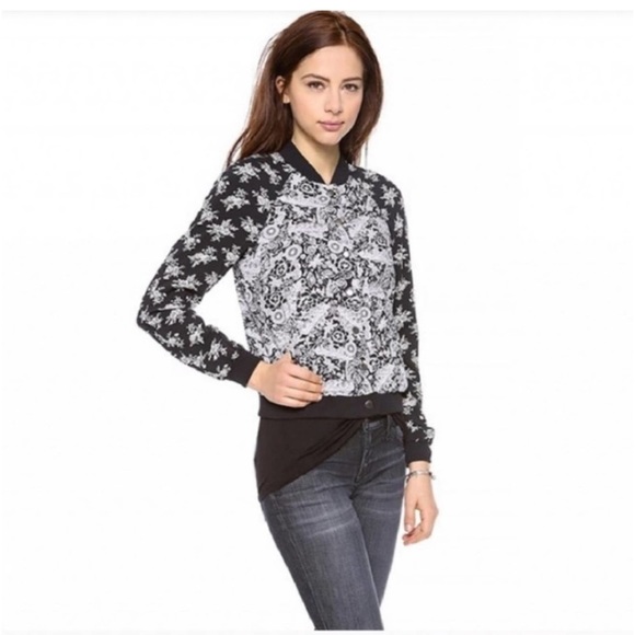 🌺Free People Mixed Media Floral Print Bomber Jacket🌸🌺 - Picture 5 of 16